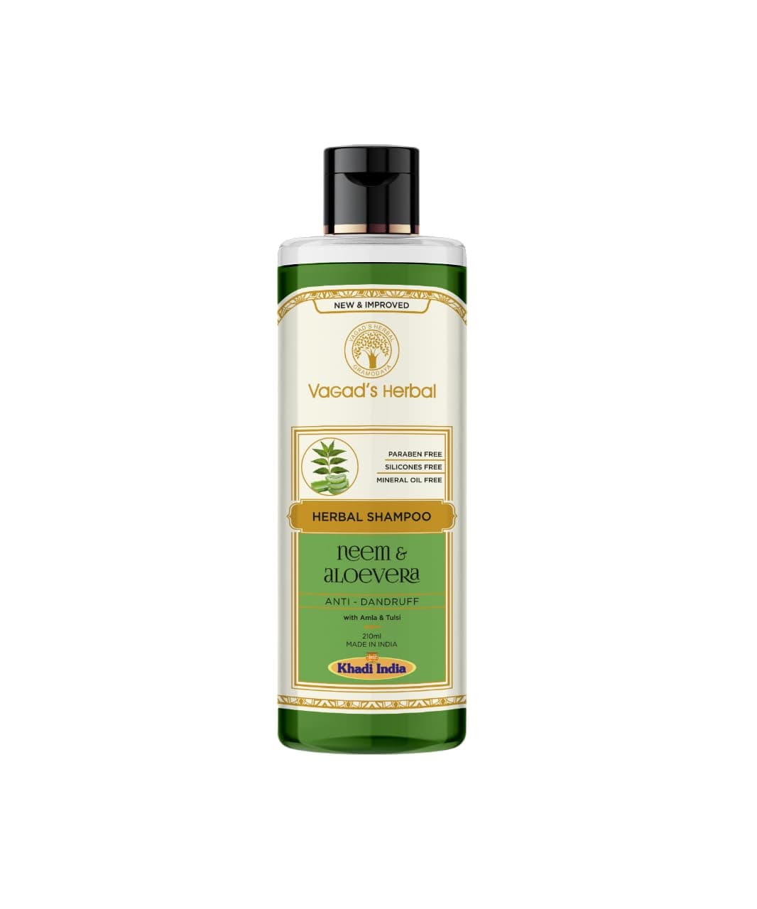 Vagad's Herbal Neem & Aloevera Shampoo with Amla, Tulsi - Anti Dandruff Shampoo
