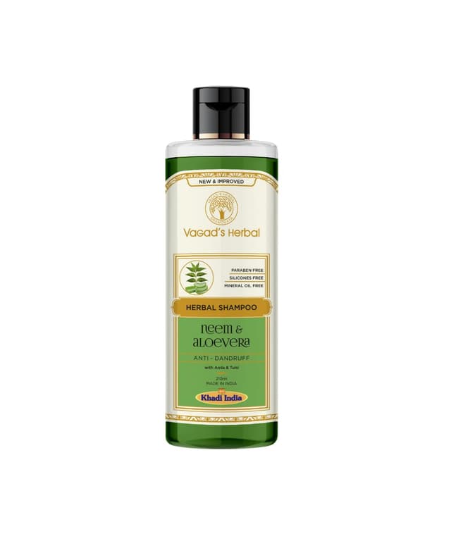 Vagad's Herbal Neem & Aloevera Shampoo with Amla, Tulsi - Anti Dandruff Shampoo