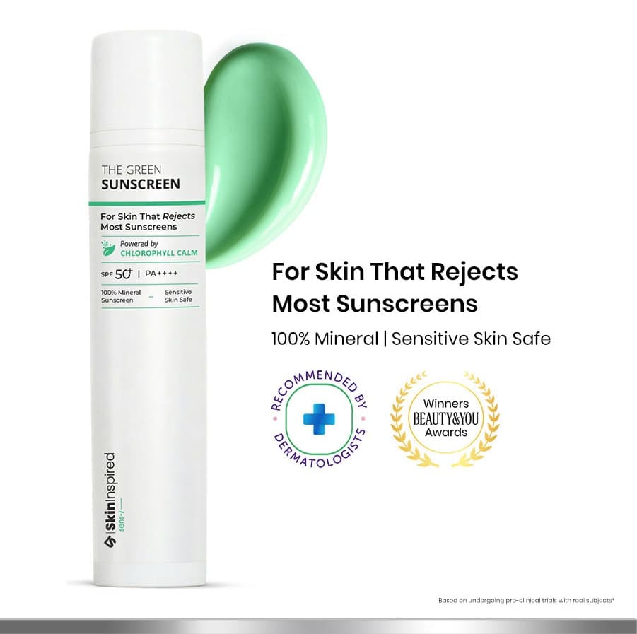 SkinInspired The Green Sunscreen - 100% Mineral Sunscreen SPF 50+ Pa++++ (50ml)