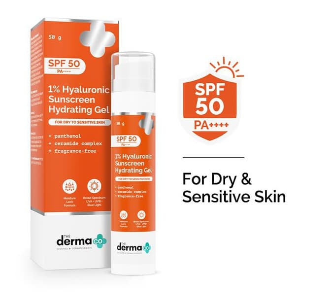 The derma CO 1% Hyaluronic Sunscreen Hydrating Gel With SPF 50 Pa++++