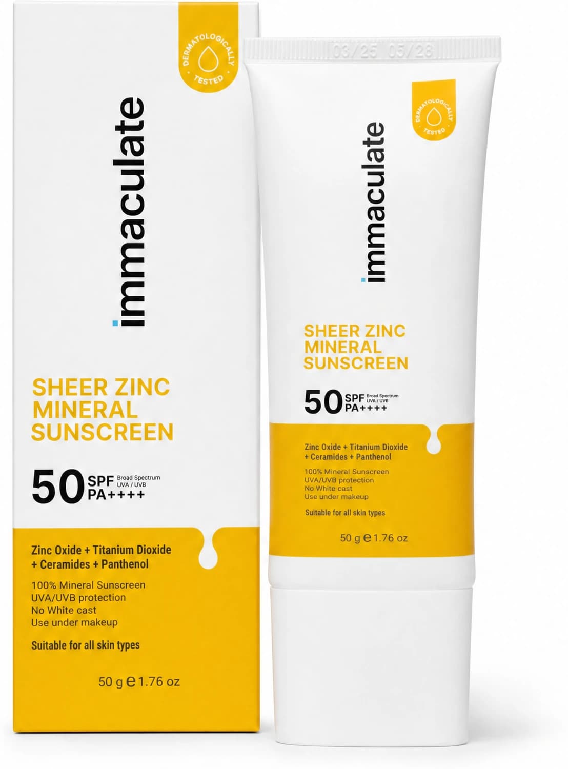 Immaculate Sheer Zinc Mineral Sunscreen SPF 50 PA++++